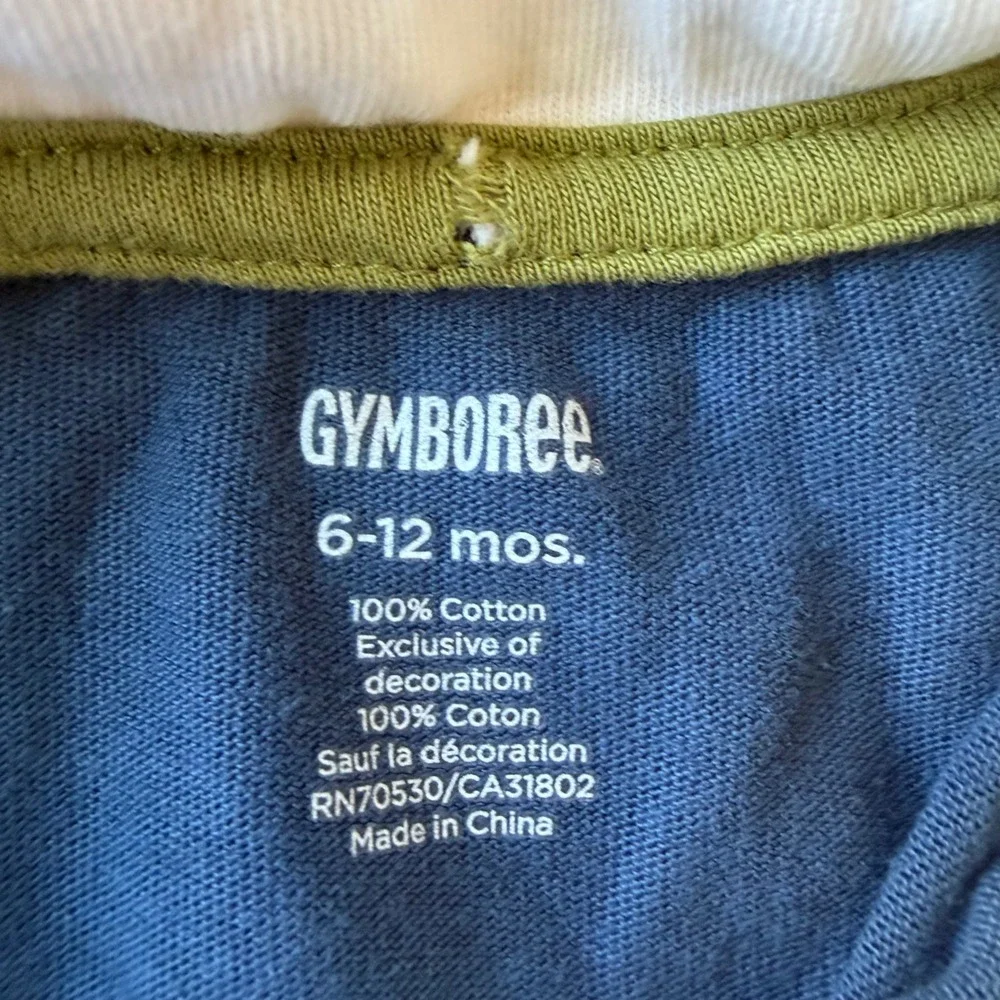 Gymboree Baby Boy Rugby Romper Blue Green Dump Truck Construction 6-12 Months
